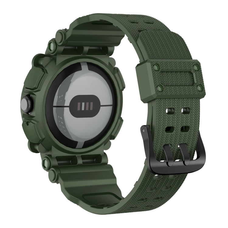 For Google Pixel Watch Three-proof Solid Color Integrated Watch Band(Dark Green) by bashfashion