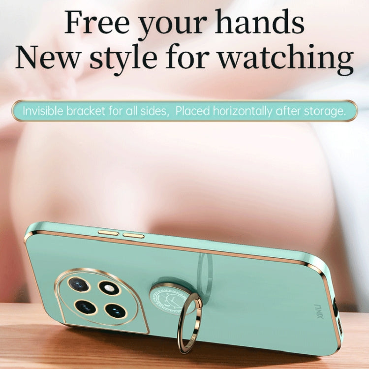 For OnePlus 11 XINLI Straight Edge 6D Electroplate TPU Phone Case with Ring Holder(Celestial Blue) by XINLI