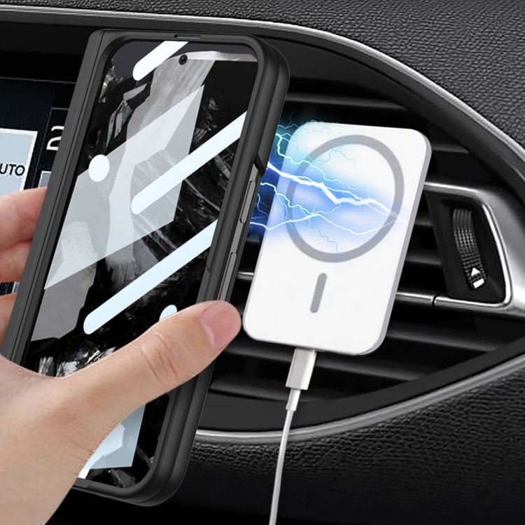 For Google Pixel 9 Pro Fold GKK Integrated Magsafe Fold Hinge Full Coverage Phone Case with Holder(White) by GKK