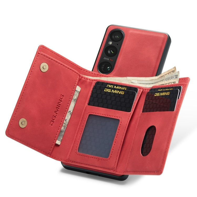 For Sony Xperia 1 VI DG.MING M1 Series 3-Fold Multi Card Wallet + Magnetic Phone Case(Red) by DG.MING