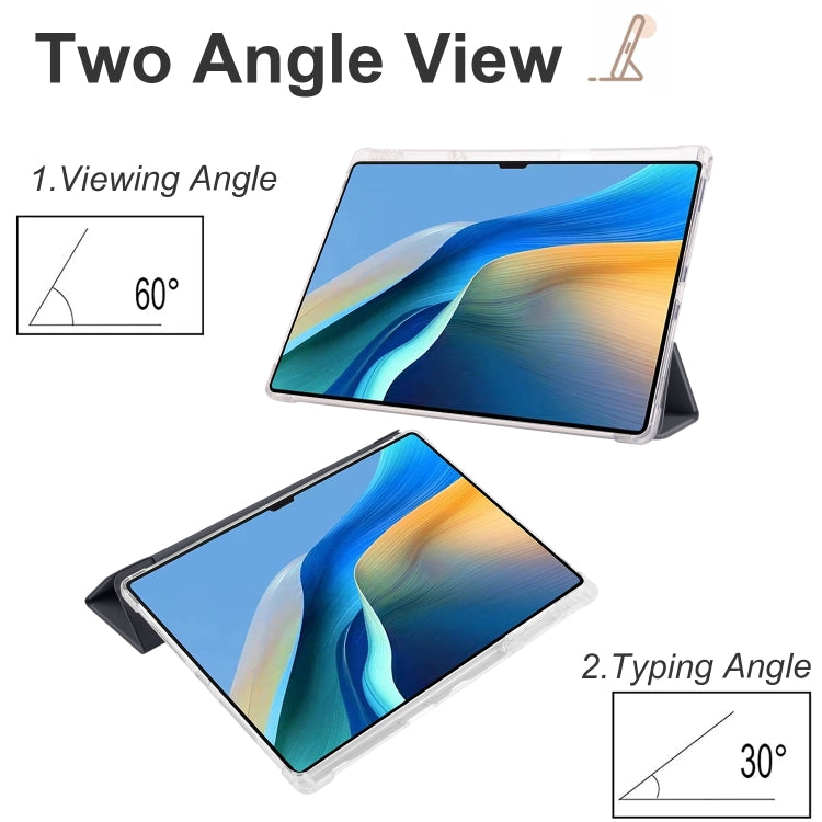 For Huawei MatePad Pro 13.2 2023 3-folding Transparent TPU Smart Leather Tablet Case(Black) by bashfashion