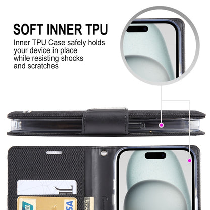 For iPhone 15 Pro Max GOOSPERY CANVAS DIARY Fabric Texture Flip Leather Phone Case(Green) by GOOSPERY