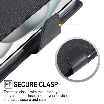 For iPhone 15 GOOSPERY CANVAS DIARY Fabric Texture Flip Leather Phone Case(Black) by GOOSPERY