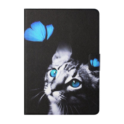 For Samsung Galaxy Tab A11+ / A9+ Colored Drawing Horizontal Flip PU Tablet Case with Sleep / Wake-up Function(Butterfly Cat) by bashfashion