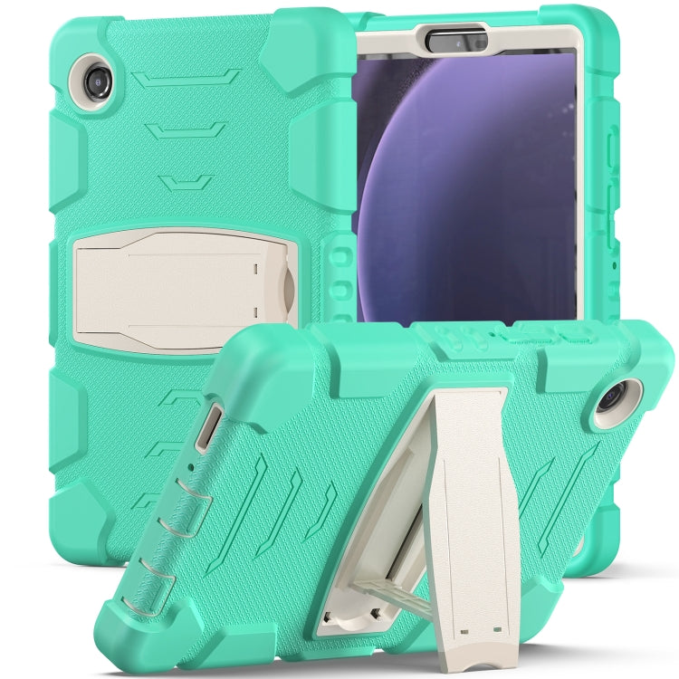 For Samsung Galaxy Tab A9 / Tab A11 3-Layer Protection Screen Frame + PC + Silicone Shockproof Combination Tablet Case with Holder(Mint Green) by bashfashion