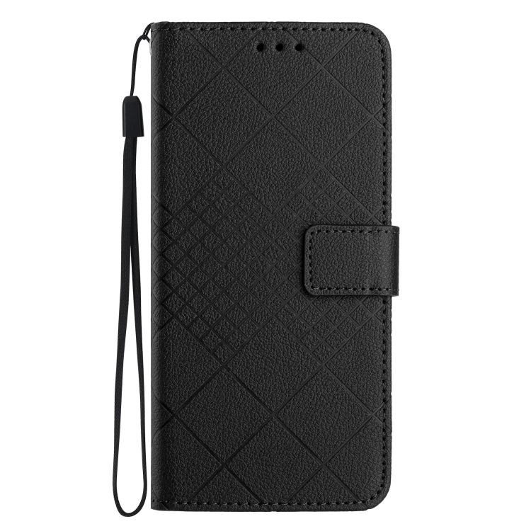 For iPhone SE 2024 Rhombic Grid Texture Leather Phone Case(Black) by bashfashion