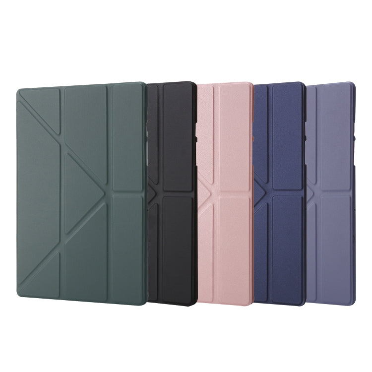 For Samsung Galaxy Tab A9+ TPU Deformation Multi-Fold Leather Tablet Case(Deep Green) by bashfashion