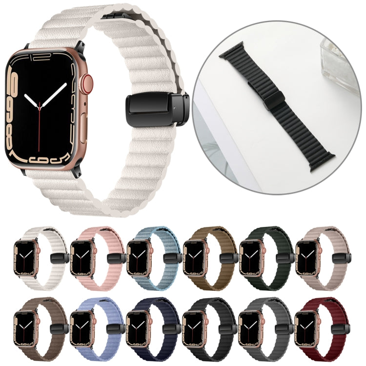 For Apple Watch Series 2 42mm Water Ripple Magnetic Folding Buckle Watch Band, Style: Bold Version(Light Brown) by bashfashion