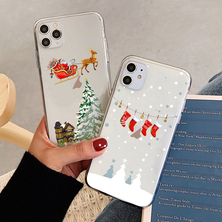 For iPhone 13 mini Christmas Colored Drawing Pattern High Transparent Soft TPU Phone Case(Elk) by bashfashion