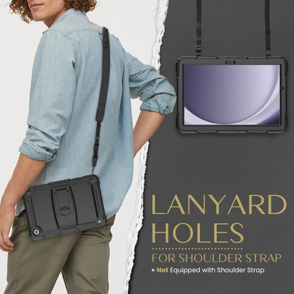 For Samsung Galaxy Tab A11+ / A9+ Silicone Hydric PC Tablet Case with Shoulder Strap & Holder(Black) by bashfashion