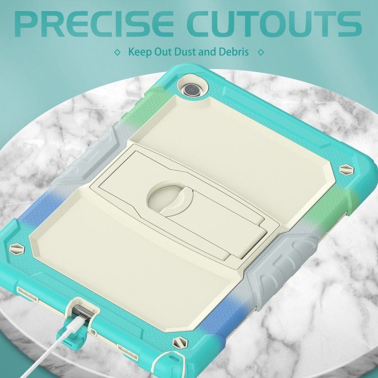 For Samsung Galaxy Tab A11+ / A9+ Silicone Hydric PC Tablet Case with Shoulder Strap & Holder(Colorful Light Blue) by bashfashion