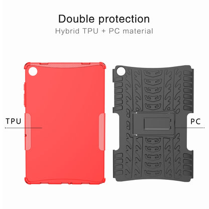 For Samsung Galaxy Tab A9+ / Tab A11+ Tire Texture TPU + PC Tablet Case with Holder(Red) by bashfashion