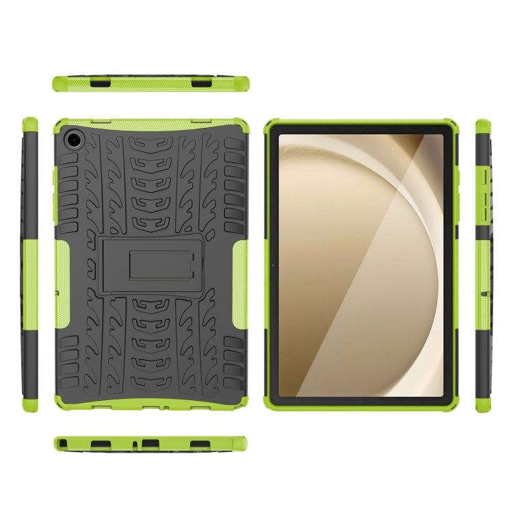 For Samsung Galaxy Tab A9+ / Tab A11+ Tire Texture TPU + PC Tablet Case with Holder(Green) by bashfashion