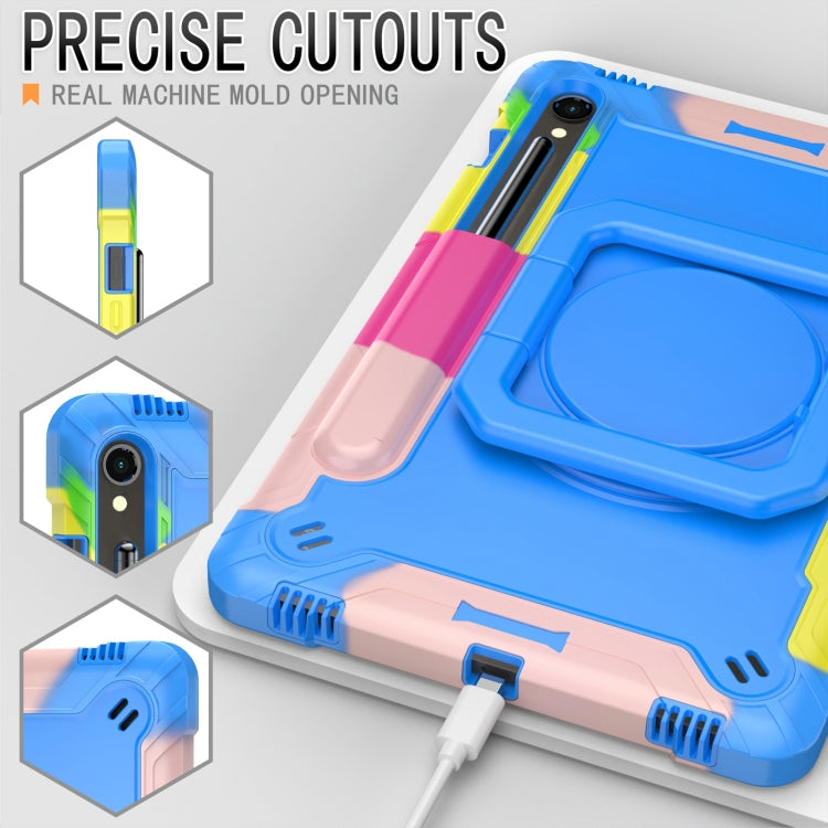 For Samsung Galaxy Tab S9 FE / S9 Handle Robot Silicone Hybrid PC Tablet Case(Camouflage Blue) by bashfashion