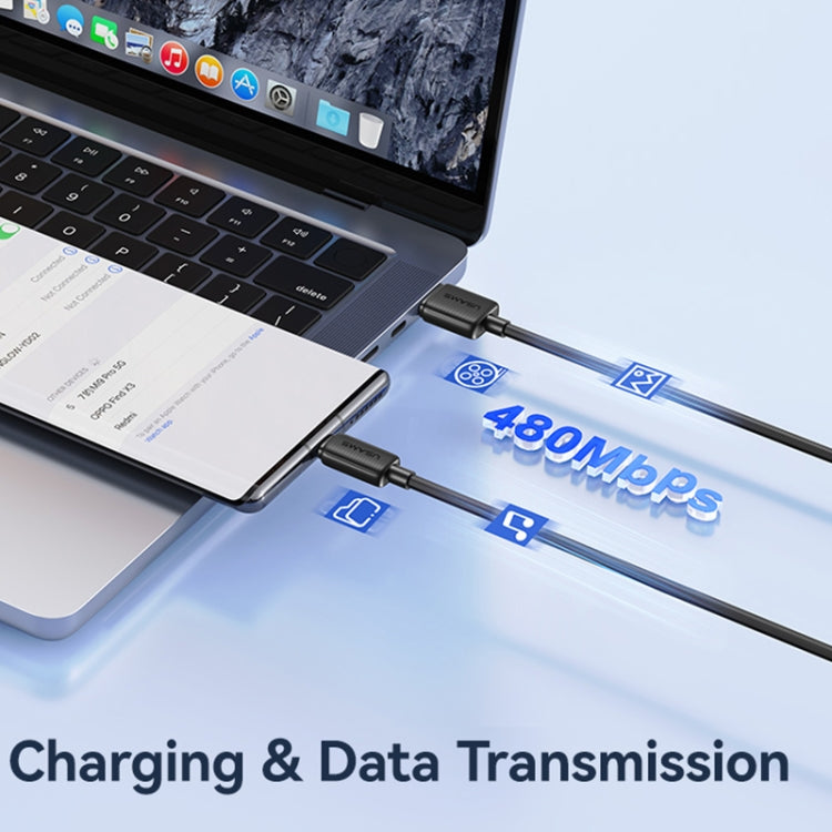 USAMS US-SJ693 USB to USB-C / Type-C 3A Striped Fast Charge Data Cable, Length:2m(Blue) by USAMS