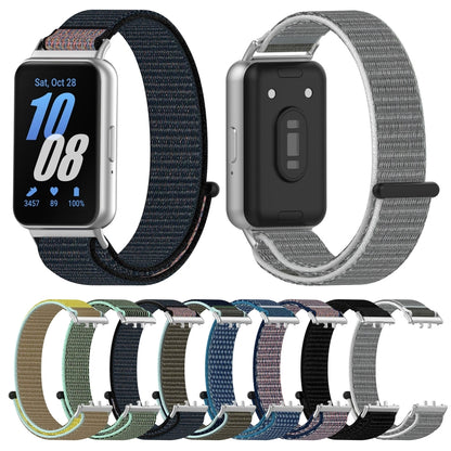 For Samsung Galaxy Fit 3 Nylon Loop Hook and Loop Fastener Watch Band(Grey Blue) by bashfashion