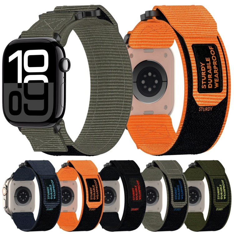 For Apple Watch Series 9 45mm Nylon Hook And Loop Fastener Watch Band(Black) by bashfashion