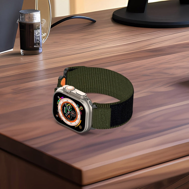 For Apple Watch Ultra 49mm Nylon Hook And Loop Fastener Watch Band(Army Green) by bashfashion