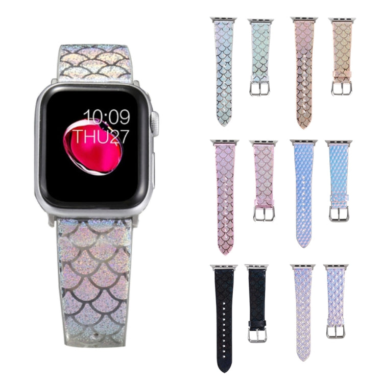For Apple Watch 5 & 4 40mm / 3 & 2 & 1 38mm Discolor Glitter Fish Scale Texture Watch Band(Black) by bashfashion