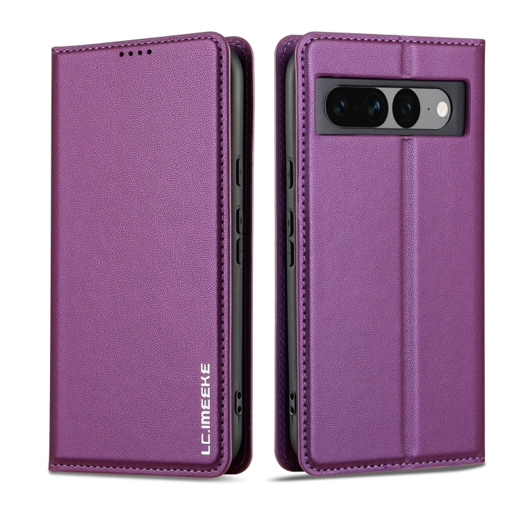 For Google Pixel 7 Pro 5G LC.IMEEKE L1 Series Frosted Fine Texture PU Phone Case(Purple) by LC.IMEEKE