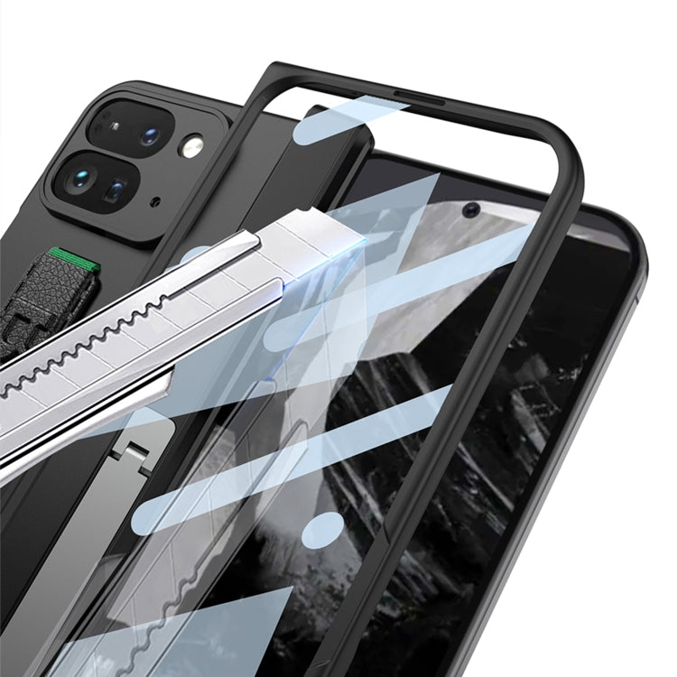 For Google Pixel 9 Pro Fold GKK Integrated Fold Hinge Wrist Strap Phone Case with Holder(Black) by GKK