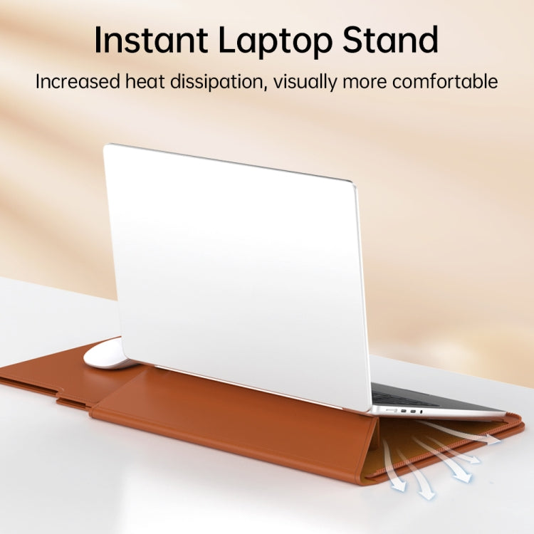Multifunctional Laptop PU Magnetic Stand Split Liner Bag with Mouse Pad Function, Size:13-14 inch(Black) by bashfashion