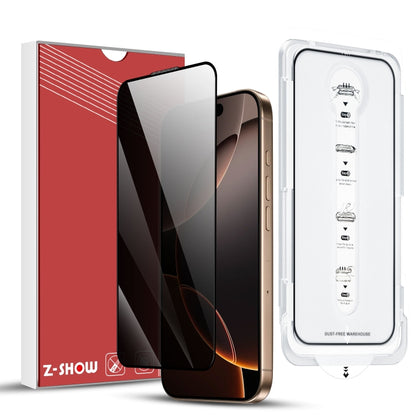 For iPhone 15 Pro Max Dust-Free Easy Install Privacy Tempered Glass Film(Black) by bashfashion