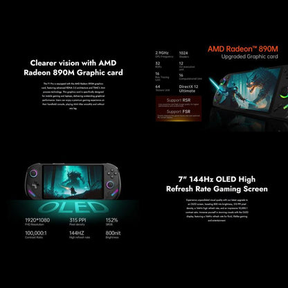 ONE-NETBOOK OneXPlayer F1 Pro 7 inch Handheld Game Console, 32GB+2TB, Windows 11 AMD Ryzen AI 9 365 CPU(EU Plug) by ONE-NETBOOK