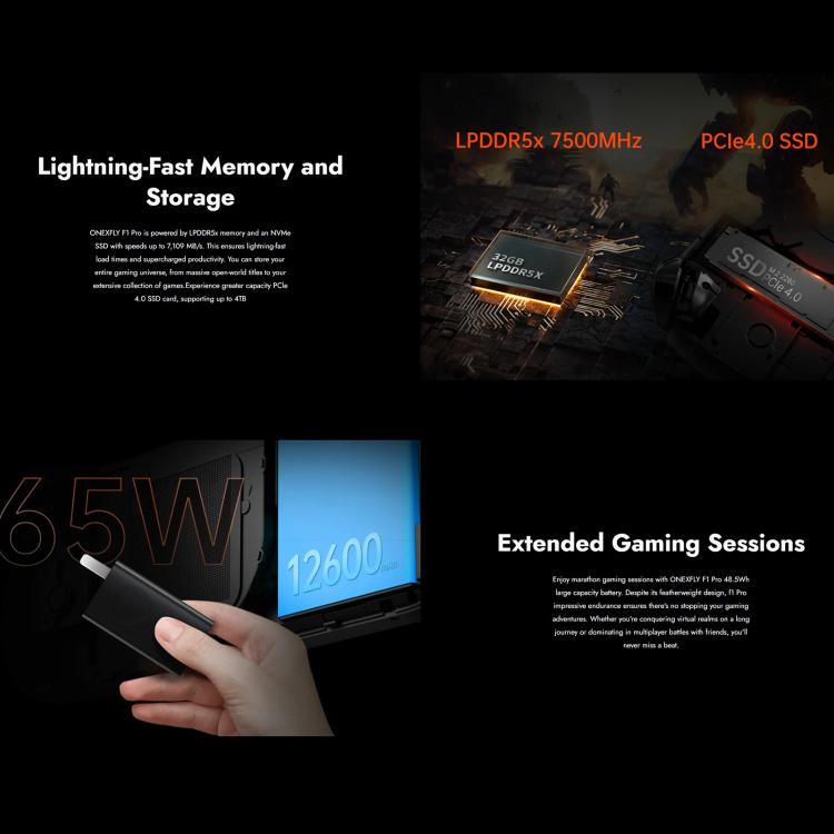 ONE-NETBOOK OneXPlayer F1 Pro 7 inch Handheld Game Console, 64GB+4TB, Windows 11 AMD Ryzen AI 9 HX 370 CPU(US Plug) by ONE-NETBOOK