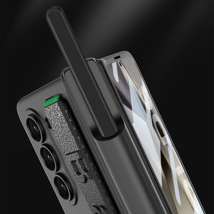 For Samsung Galaxy Z Fold6 GKK Integrated Magnetic Folding Hinge Phone Case with Wrist Strap & Pen Holder(Carbon Fiber) by GKK