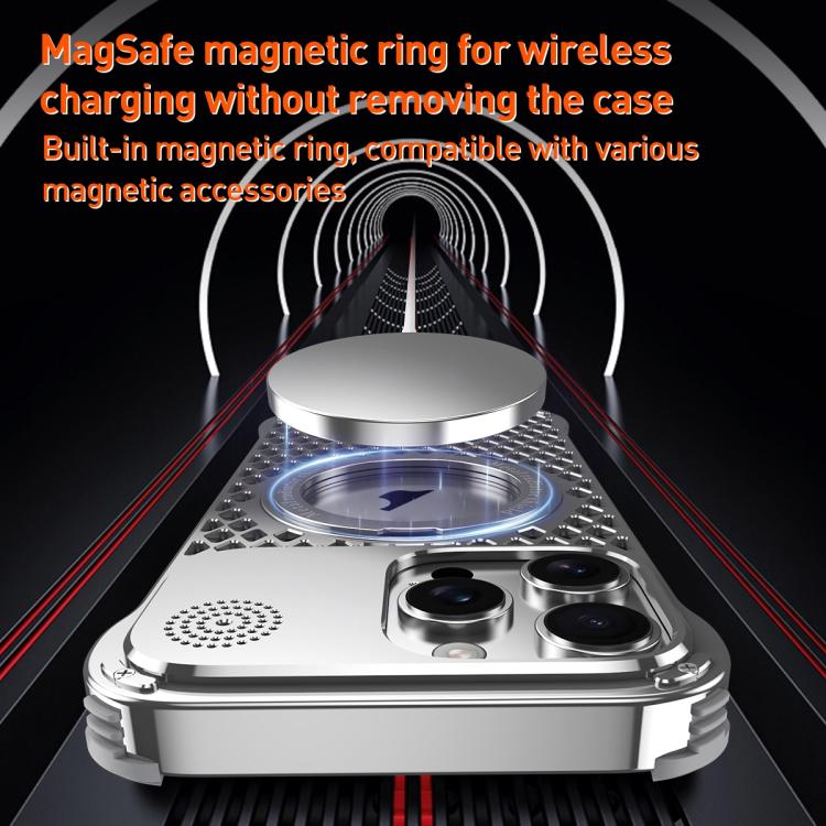 For iPhone 15 R-JUST RJ-64 Aromatherapy Heat Dissipation MagSafe Phone Case with Stand(Grey) by R-JUST