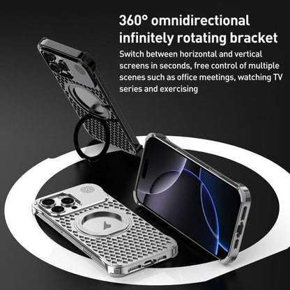 For iPhone 15 R-JUST RJ-64 Aromatherapy Heat Dissipation MagSafe Phone Case with Stand(Black) by R-JUST