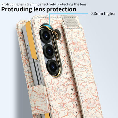 For Samsung Galaxy Z Fold6 VIETAO Integrated Colorful Leather Phone Case with Elastic Bowl Strap(Pink) by VIETAO