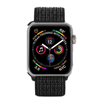For Apple Watch 42mm / 41mm / 40mm / 38mm xDfind Nylon Loop Hook and Loop Fastener Watch Band(Nightfall Black) by xDfind