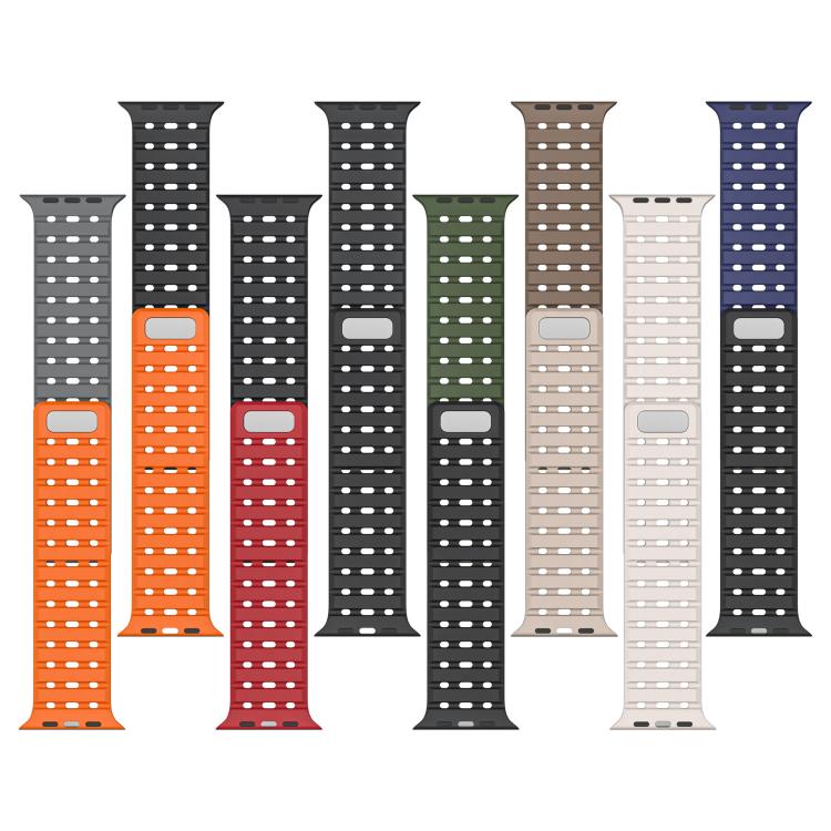 For Apple Watch 42mm / 41mm / 40mm / 38mm Two-Tone Breathable Magnetic Silicone Watch Band(Starlight) by bashfashion