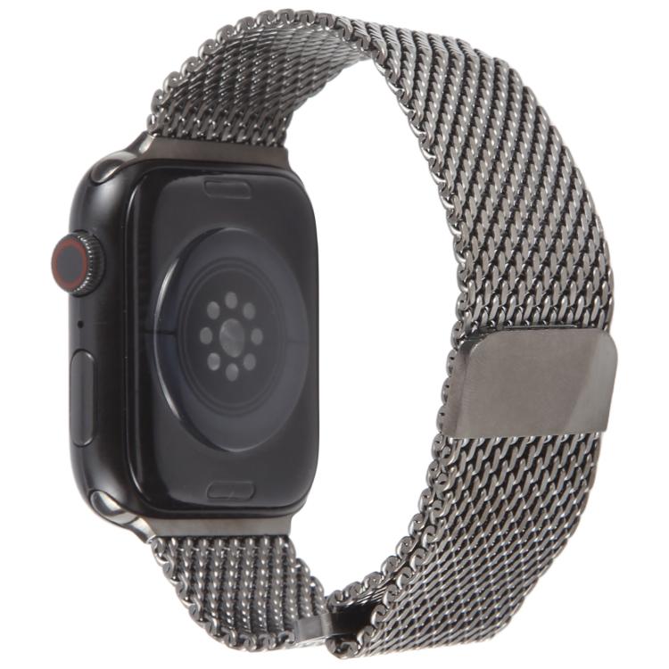 For Apple Watch 46mm / 49mm / 45mm / 44mm Double-section Magnetic Milanese Titanium Watch Band(Titanium Color) by bashfashion