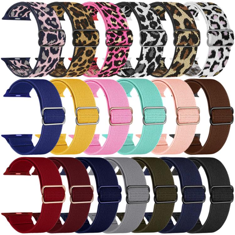 For Apple Watch 38 / 40 / 41 / S10 42mm xDfind Adjustable Slide Buckle Elastic Nylon Watch Band(Grey White Leopard) by xDfind