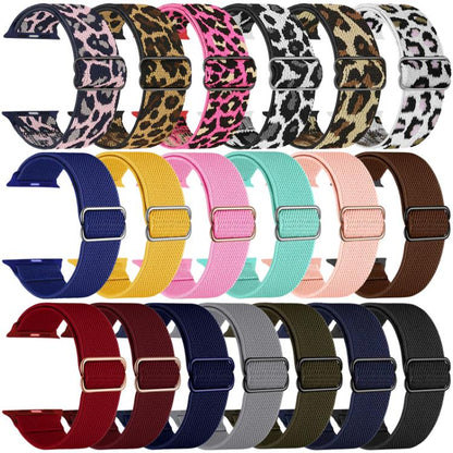 For Apple Watch 38 / 40 / 41 / S10 42mm xDfind Adjustable Slide Buckle Elastic Nylon Watch Band(Grey White Leopard) by xDfind