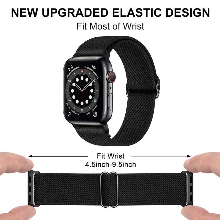 For Apple Watch 38 / 40 / 41 / S10 42mm xDfind Adjustable Slide Buckle Elastic Nylon Watch Band(Black) by xDfind