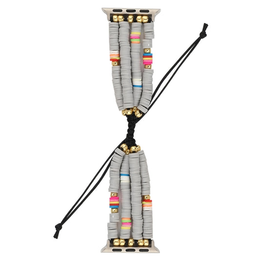 Bohemian Style Soft Ceramic Beaded Strap For Apple Series 7 45mm / 6 & SE & 5 & 4 44mm / 3 & 2 & 1 42mm(Grey) by bashfashion