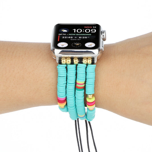 Bohemian Style Soft Ceramic Beaded Strap For Apple Series 7 45mm / 6 & SE & 5 & 4 44mm / 3 & 2 & 1 42mm(Blue) by bashfashion