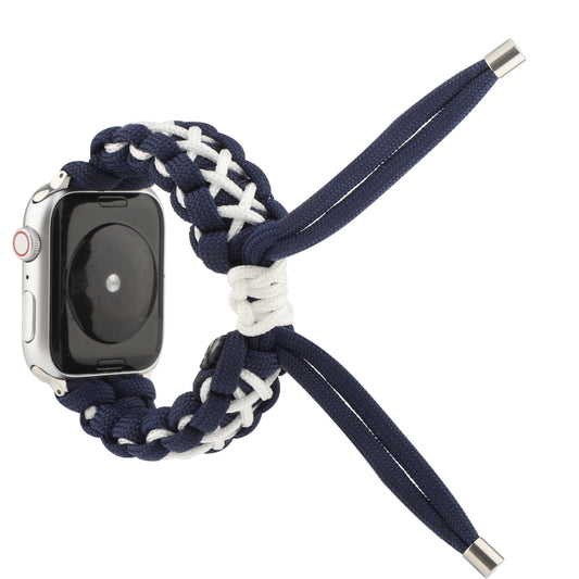 Braided Umbrella Cord Strap For Apple Series 7 45mm / 6 & SE & 5 & 4 44mm / 3 & 2 & 1 42mm(Royal Blue White) by bashfashion
