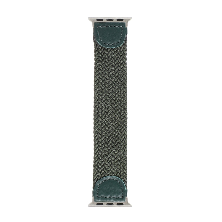 Nylon + Leather Braided Watch Band For Apple Watch Series 9&8&7 41mm / SE 3&SE 2&6&SE&5&4 40mm / 3&2&1 38mm, Size:S(Army Green) by bashfashion