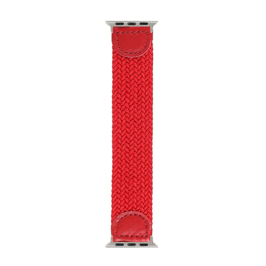 Nylon + Leather Braided Watch Band For Apple Watch Series 7 41mm / 6 & SE & 5 & 4 40mm / 3 & 2 & 1 38mm, Size:M(Red) by bashfashion