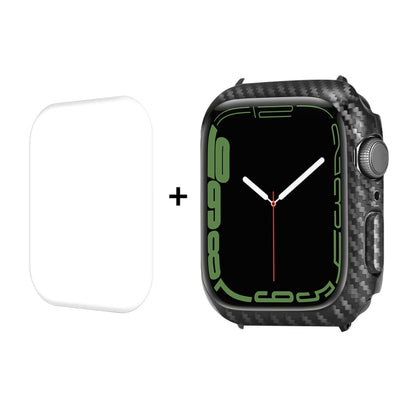 For Apple Watch Series 9 / 8 / 7 45mm ENKAY Carbon Fiber PC Case + Full Coverage PET Screen Protector by ENKAY