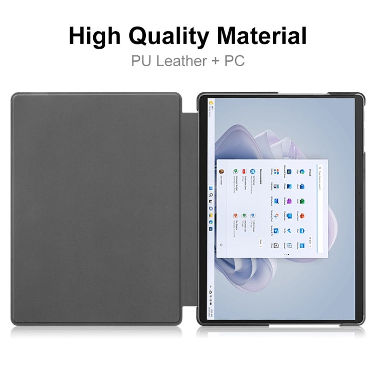 For Microsoft Surface Pro 9 JUNSUNMAY Custer Solid Color 3-Fold Stand Leather Tablet Case(Dark Blue) by JUNSUNMAY