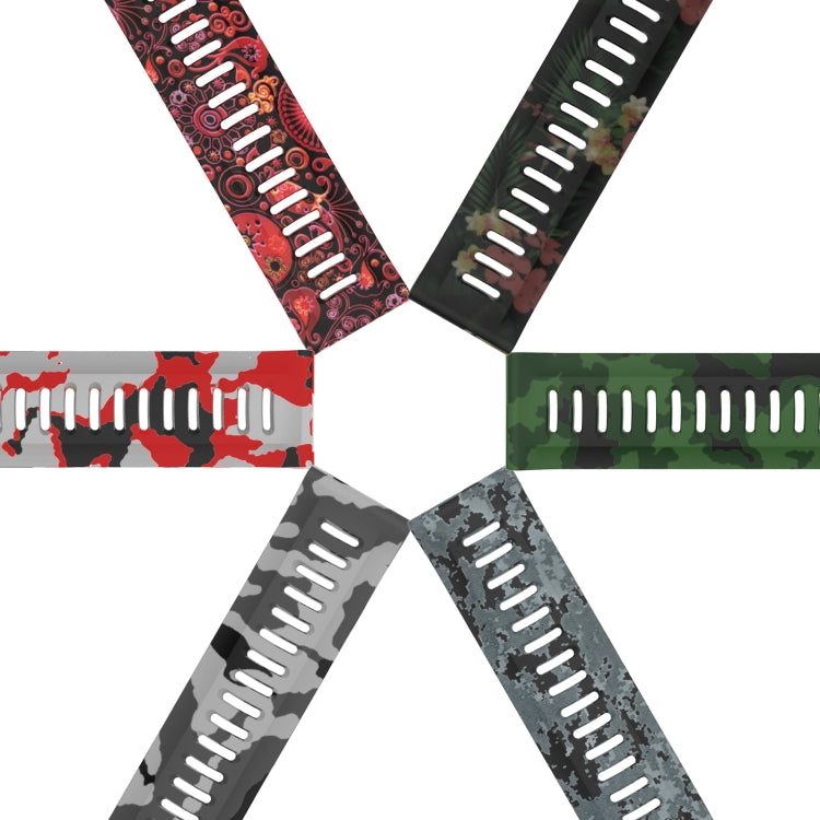 For Garmin Descent MK 2 26mm Camouflage Printed Silicone Watch Band(Black+Digital Camouflage) by bashfashion