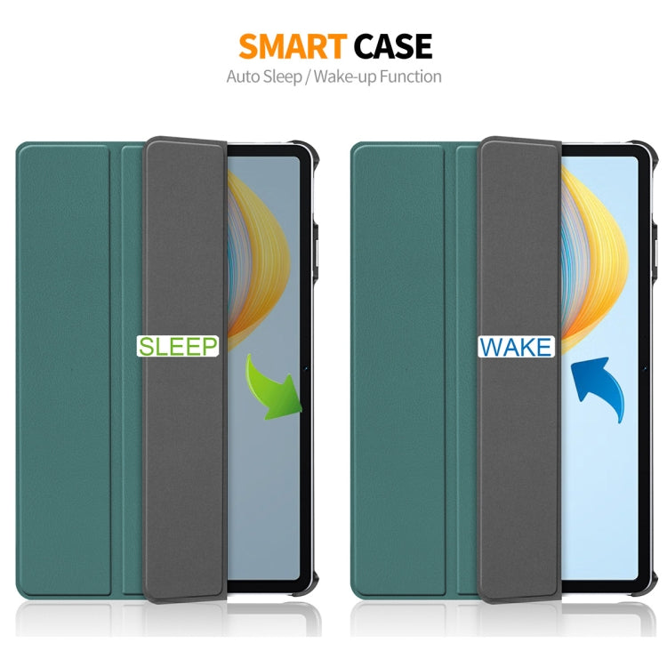 For Honor Pad V8 ENKAY Tri-fold Custer Texture Leather Smart Tablet Case(Dark Blue) by ENKAY