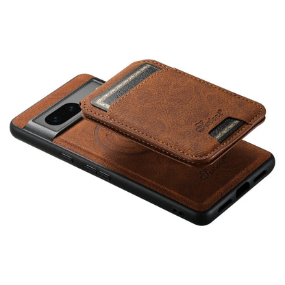 For Google Pixel 7 Suteni H16 Litchi Texture Leather Detachable Wallet Back Phone Case(Brown) by Suteni