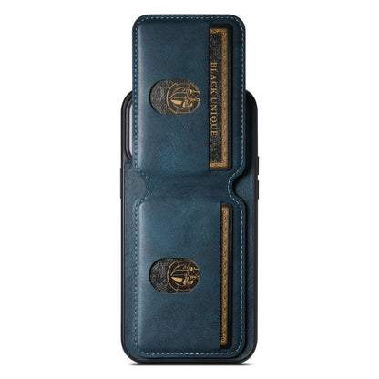 For iPhone XR Suteni H02 Leather Wallet Stand Back Phone Case(Blue) by Suteni